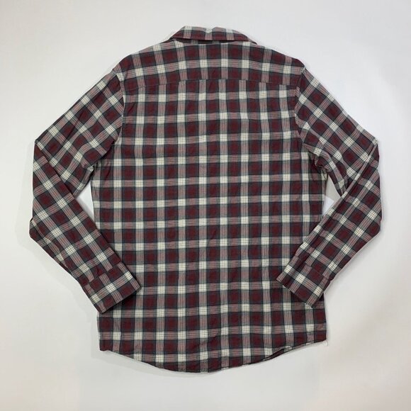 1901 Shirt Mens L Large Gray Crimson Cotton Check Button Up Long Sleeve Pocket - Picture 7 of 11